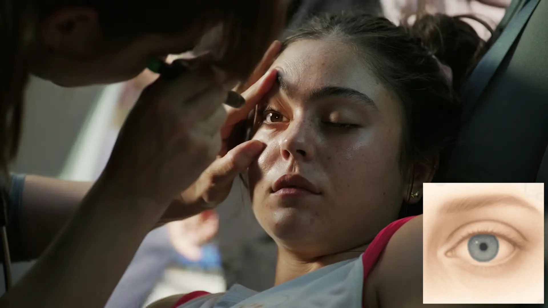 Dr. McKay performs a pupillary light reflex exam, revealing classic pinpoint pupils.