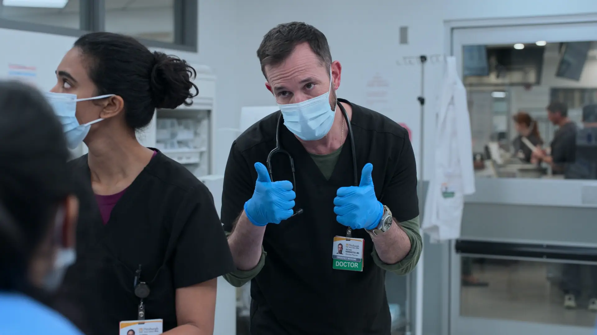 Dr. Robby approving the procedure as Dr. Linda outlines the grim statistical realities of severe TBI.